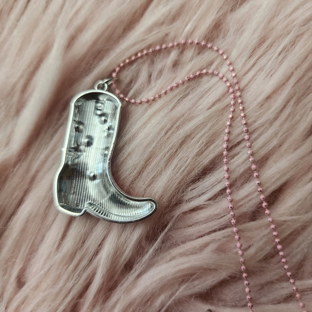2 Cowboy Cowgirl Rhinestone Enamel Necklaces Set - Picture 4 of 7